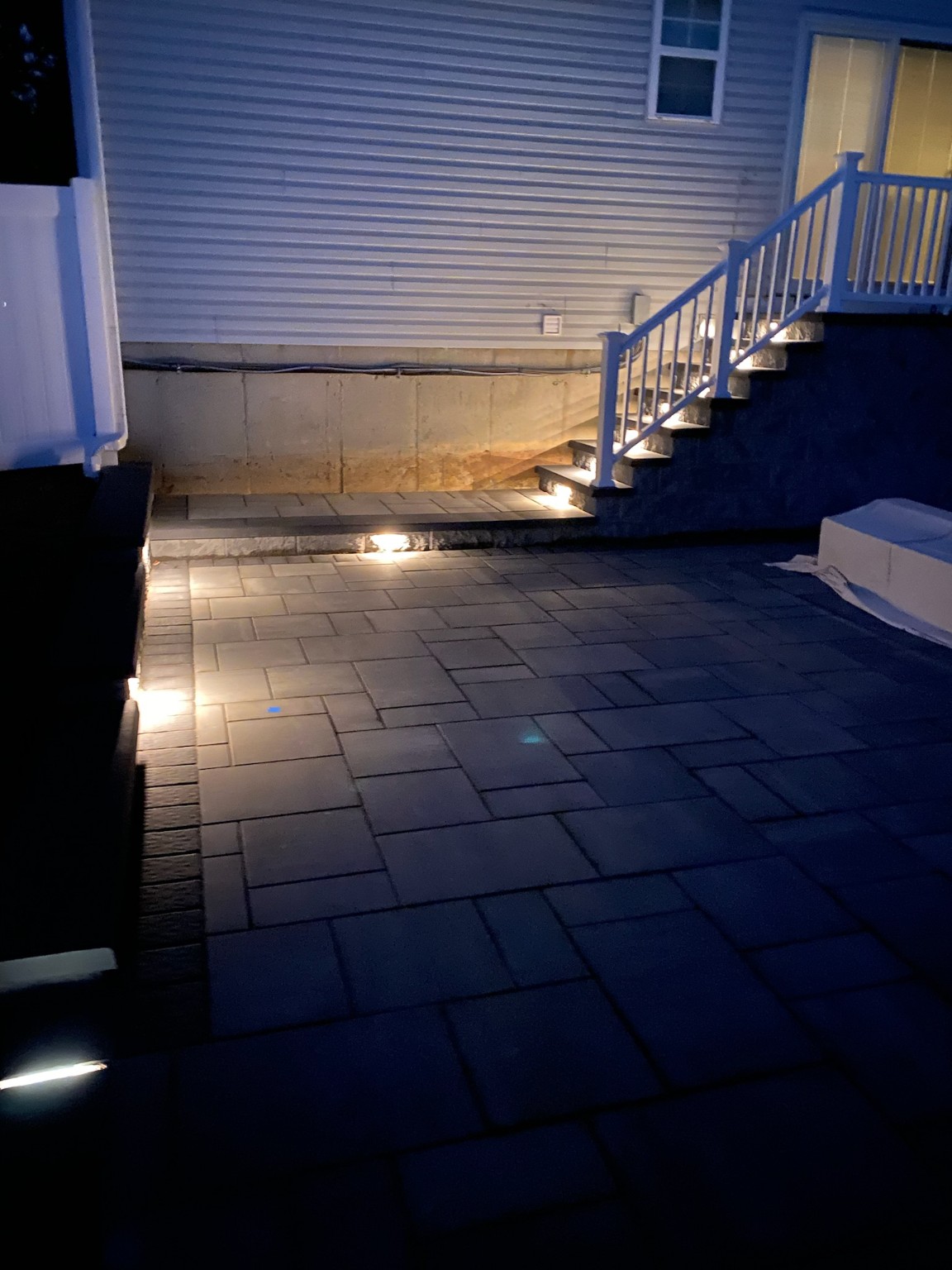 Paver patio with low voltage lighting